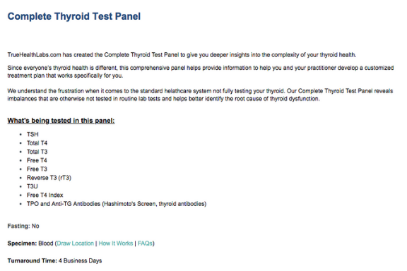 complete thyroid test panel True Health Labs