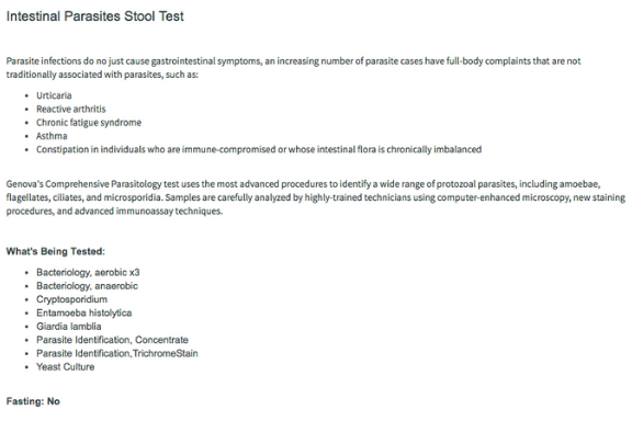 intestinal parasites stool test