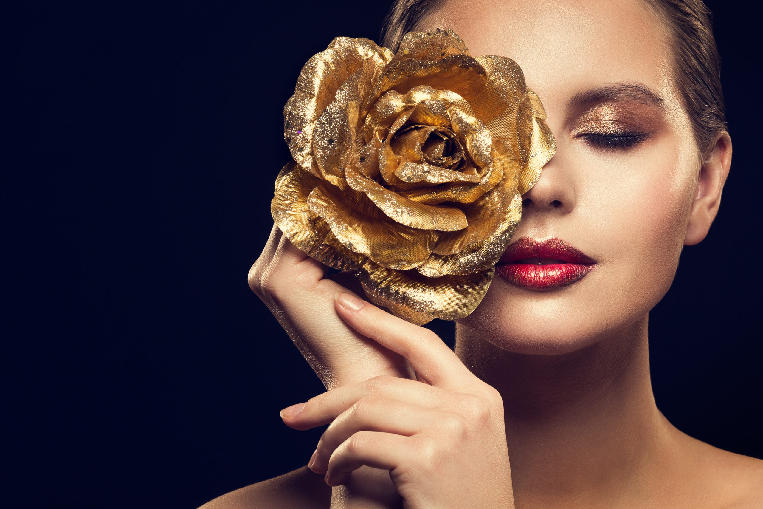 Women With Breast Cancer - Woman With Gold Flower Over Eye