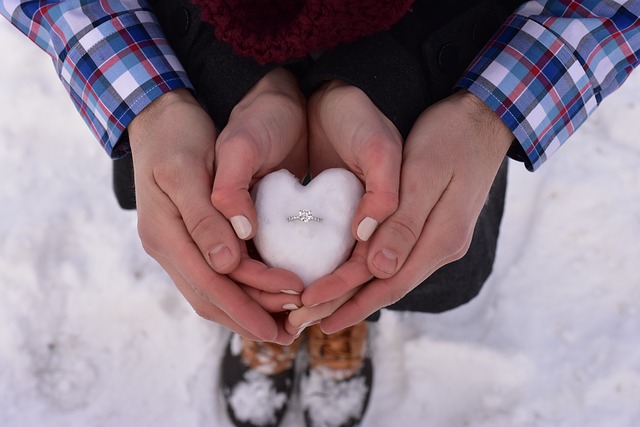 How To Win A Woman's Heart - Mean and Woman's Hands Holding Ring In Snow

